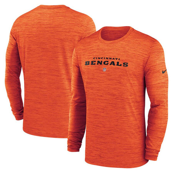 Cincinnati Bengals Orange Sideline Team Velocity Performance Long Sleeve T-Shirt